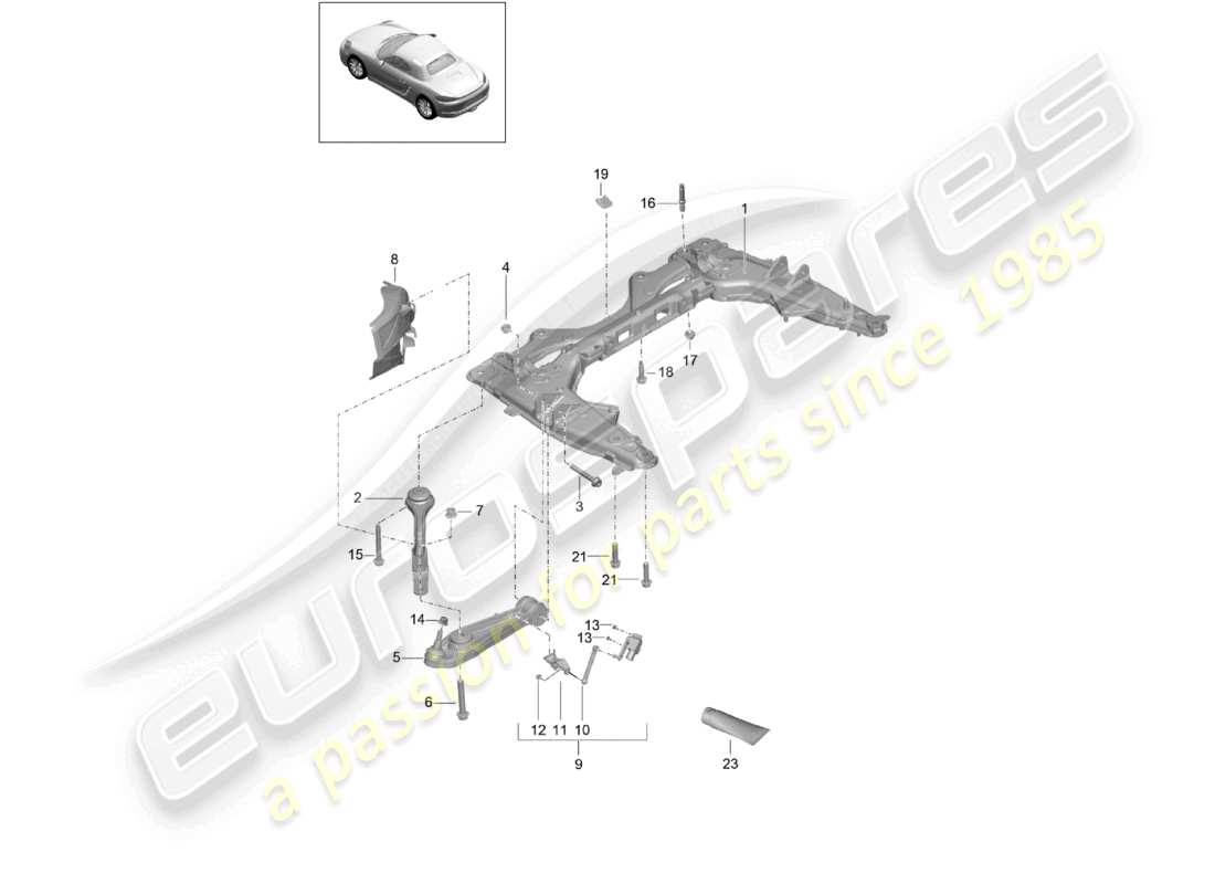 porsche 2020 (718 boxster) traverse wishbone schéma des pièces
