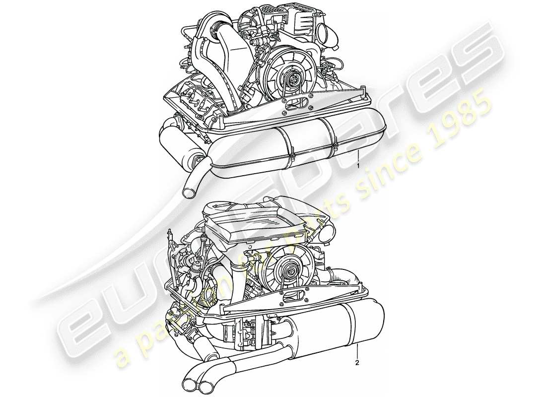 porsche 1989 (911) moteur de remplacement - prêt à l'installation schéma des pièces