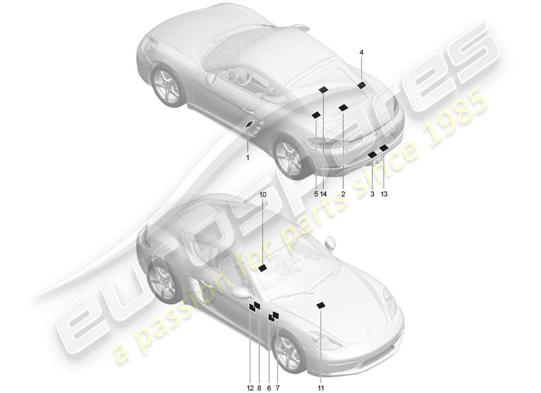porsche 2020 (718 cayman) signes/avis schéma des pièces