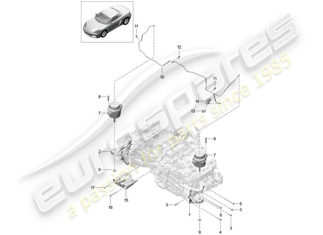 porsche 2020 (718 boxster) matériel de levage de moteur schéma des pièces