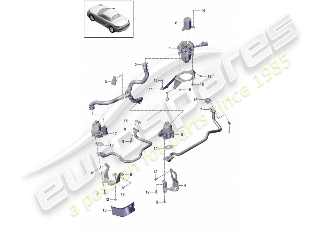 porsche 2020 (718 boxster) pompe à air secondaire schéma des pièces