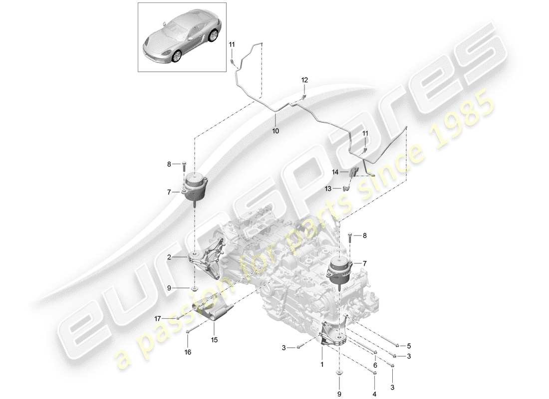 porsche 2017 (718 cayman) matériel de levage de moteur schéma des pièces