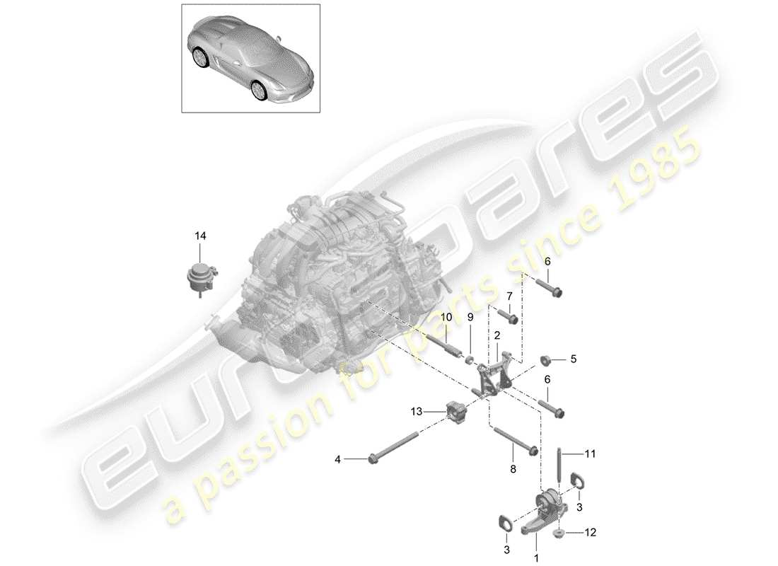 porsche 2016 (981 boxster spyder) suspension moteur schéma des pièces