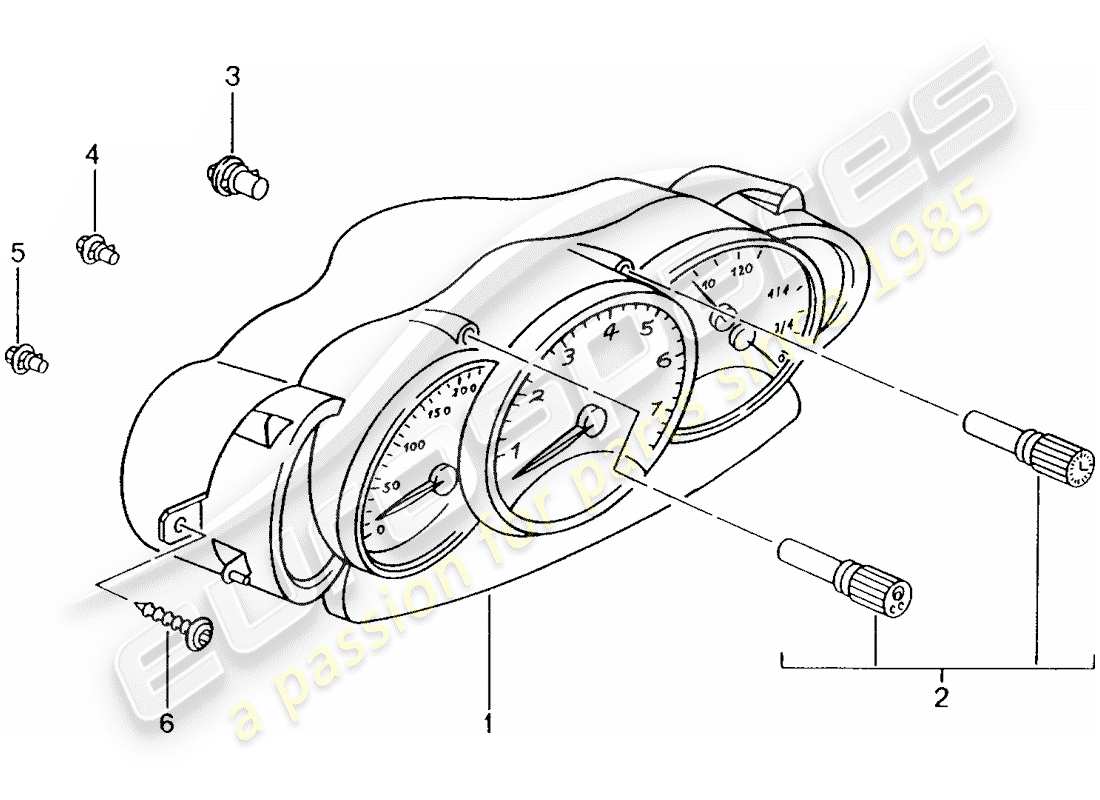 porsche 1998 (986 boxster) groupe d'instruments - schéma complet des pièces