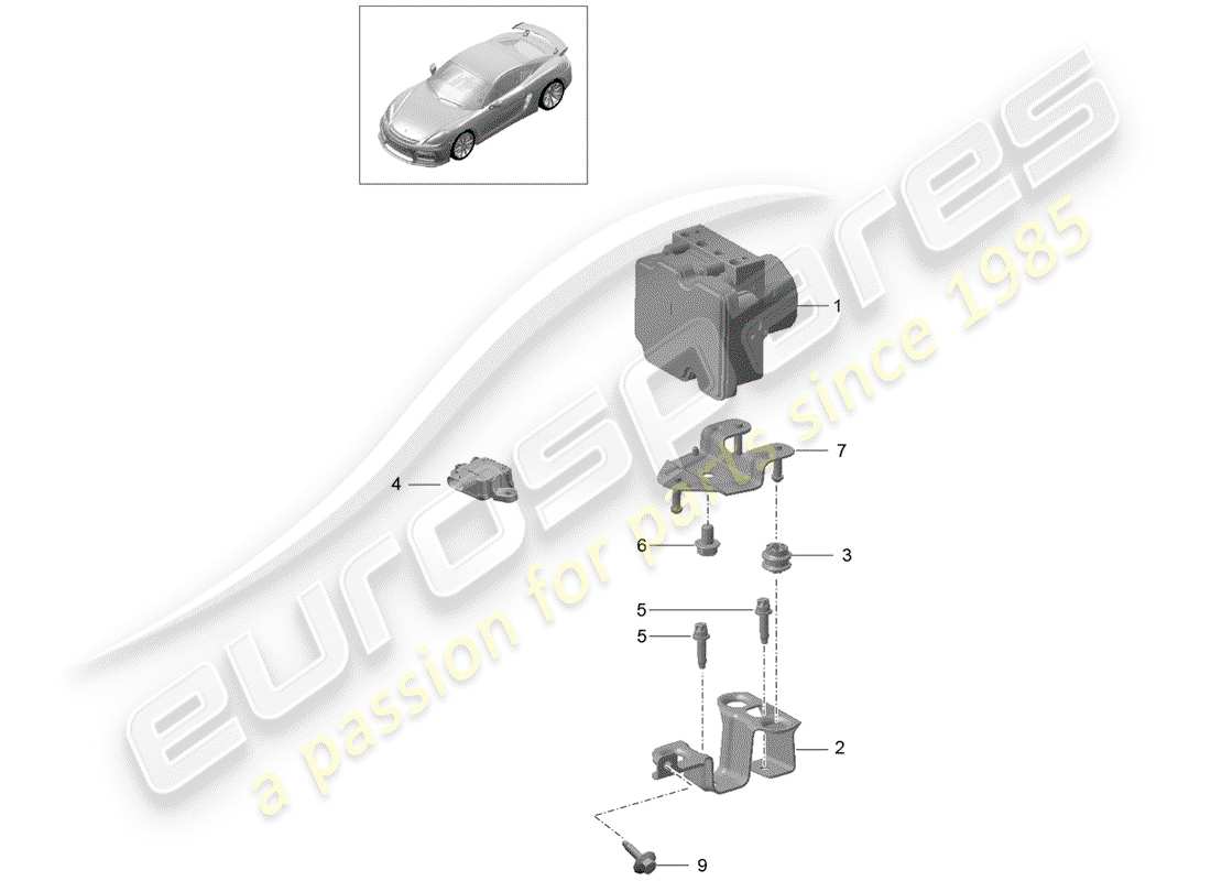 porsche 2016 (981 cayman gt4) unité hydraulique schéma des pièces