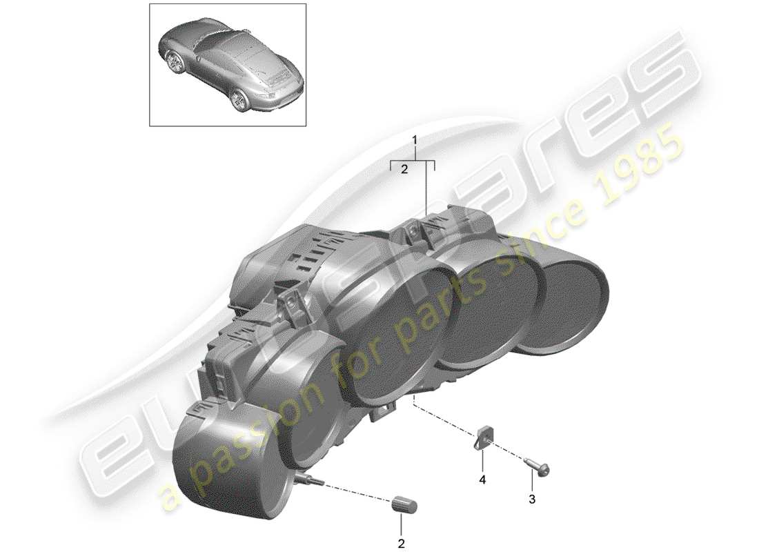 porsche 2012 (991-1) instruments schéma des pièces