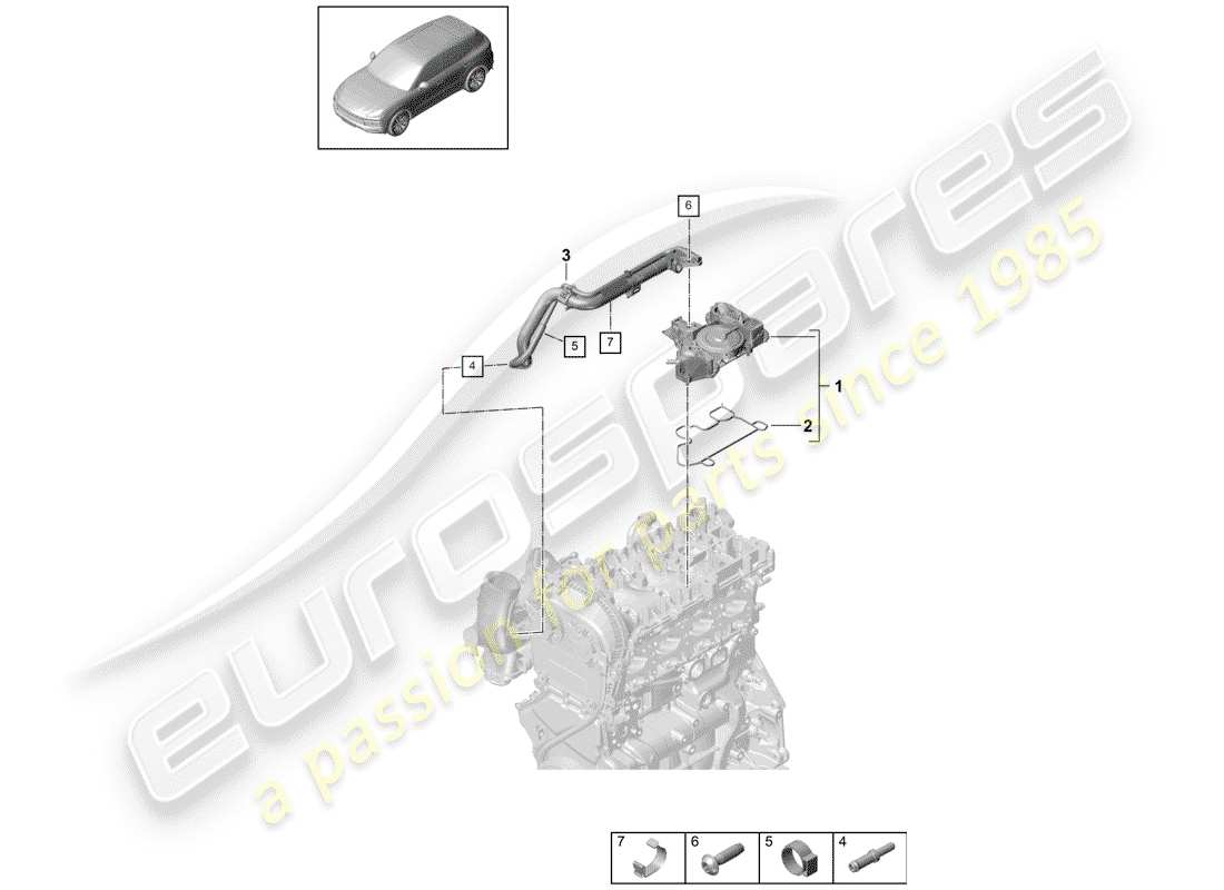 porsche 2020 (cayenne e3 9ya/9yb) séparateur d'huile schéma des pièces