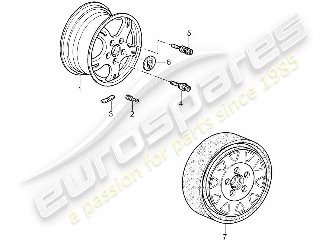 porsche 2007 (987 cayman) roues schéma des pièces