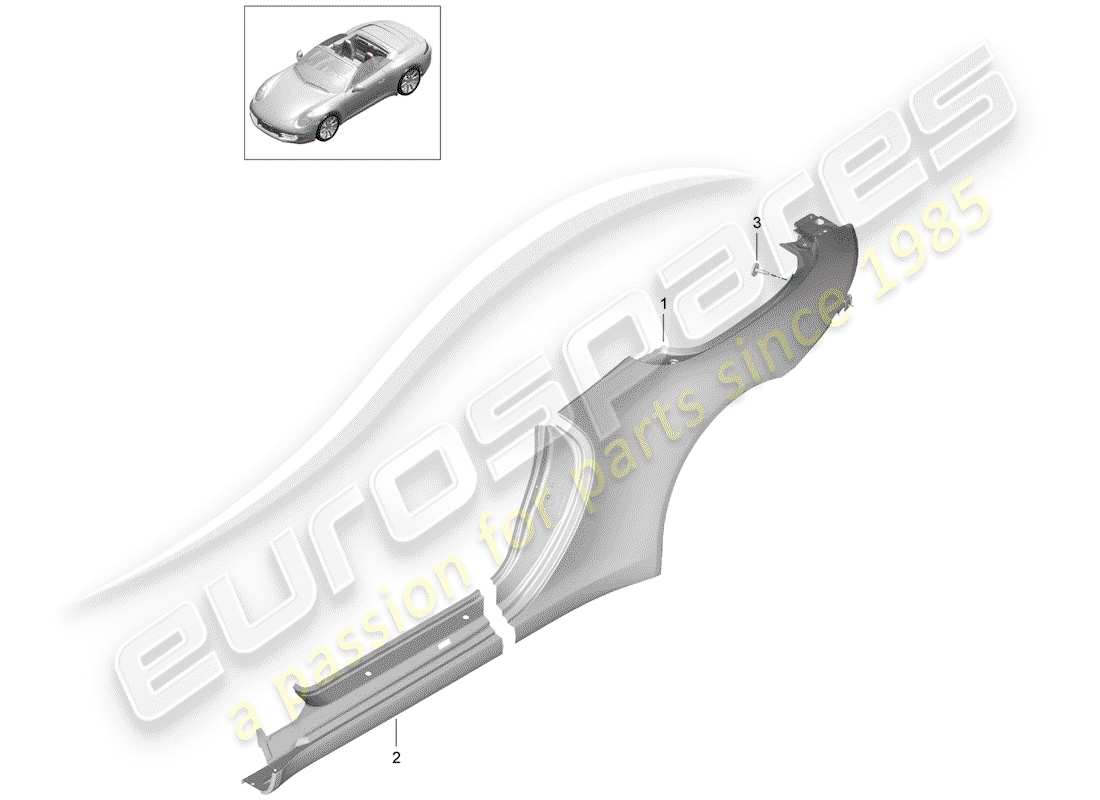 porsche 2013 (991-1) panneau latéral schéma des pièces