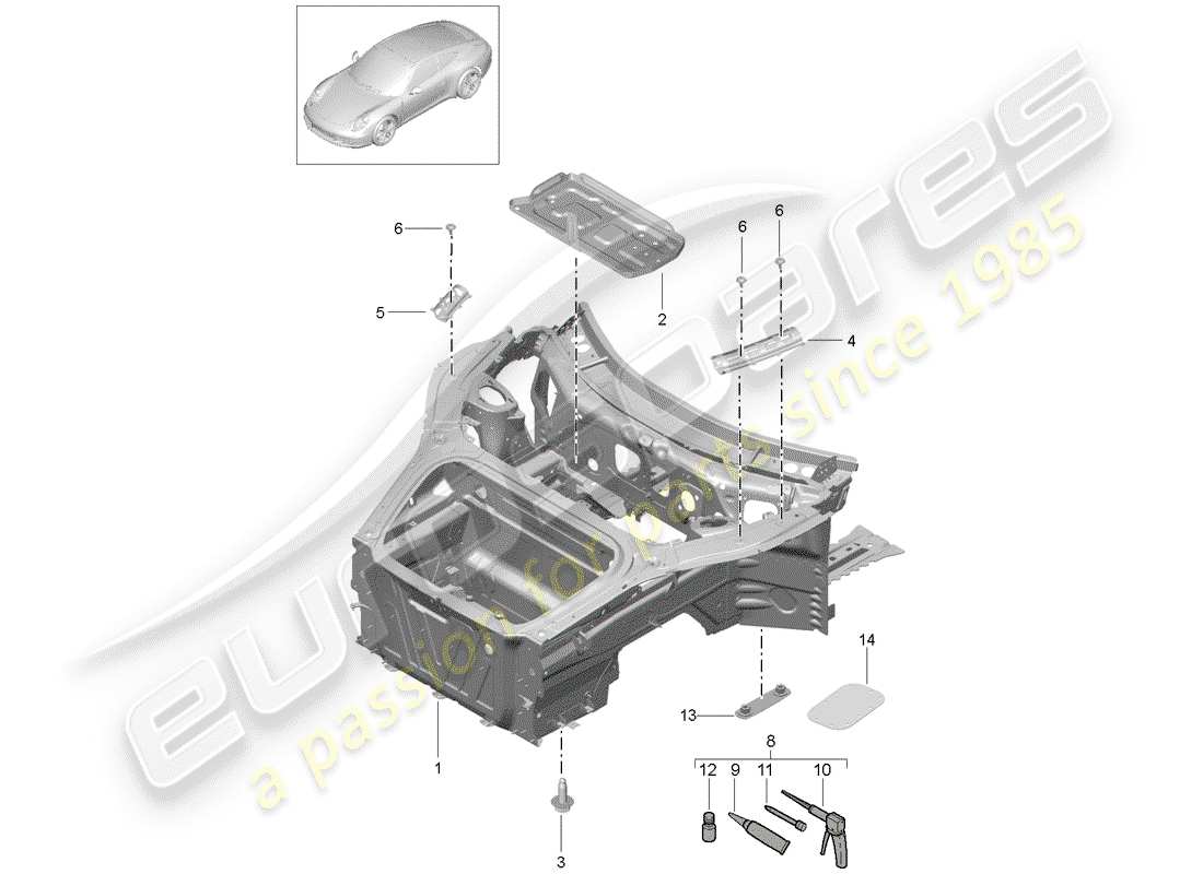 porsche 2013 (991-1) schéma des pièces front end