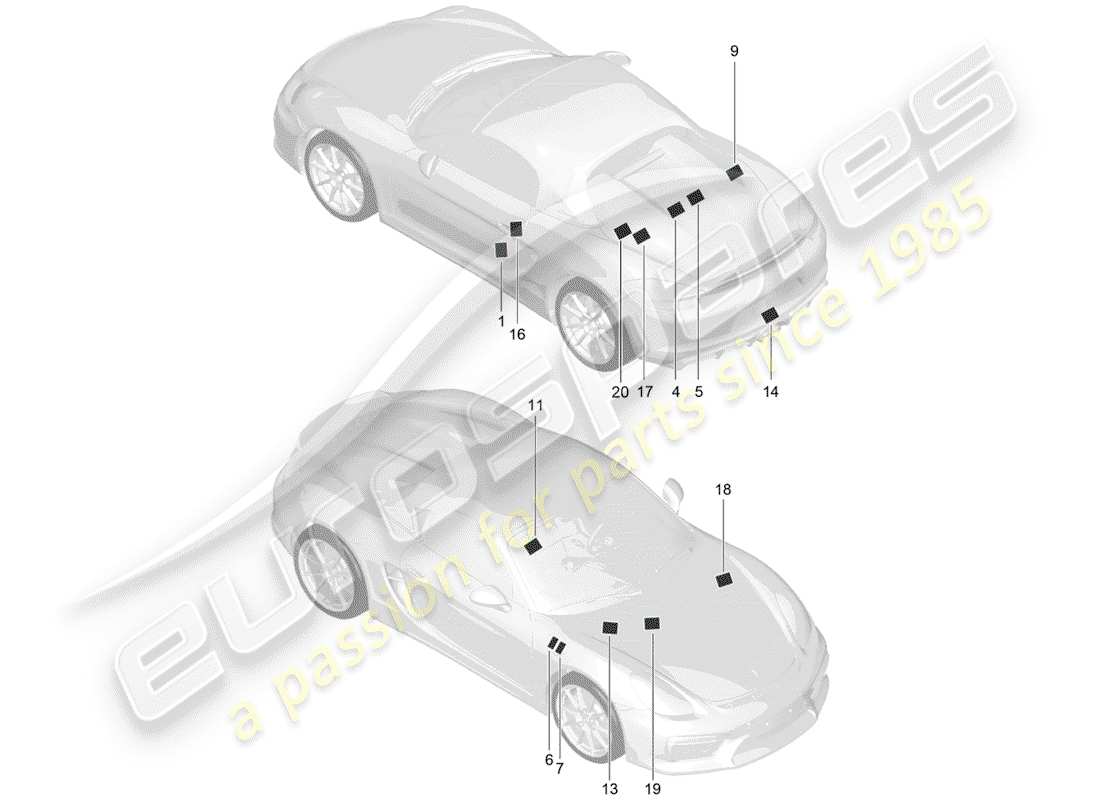 porsche 2016 (981 boxster spyder) signes/avis schéma des pièces