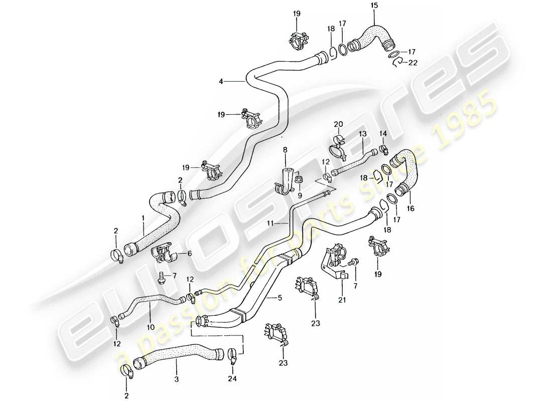 porsche 2001 (996 turbo / gt2) refroidissement par eau 1 schéma des pièces