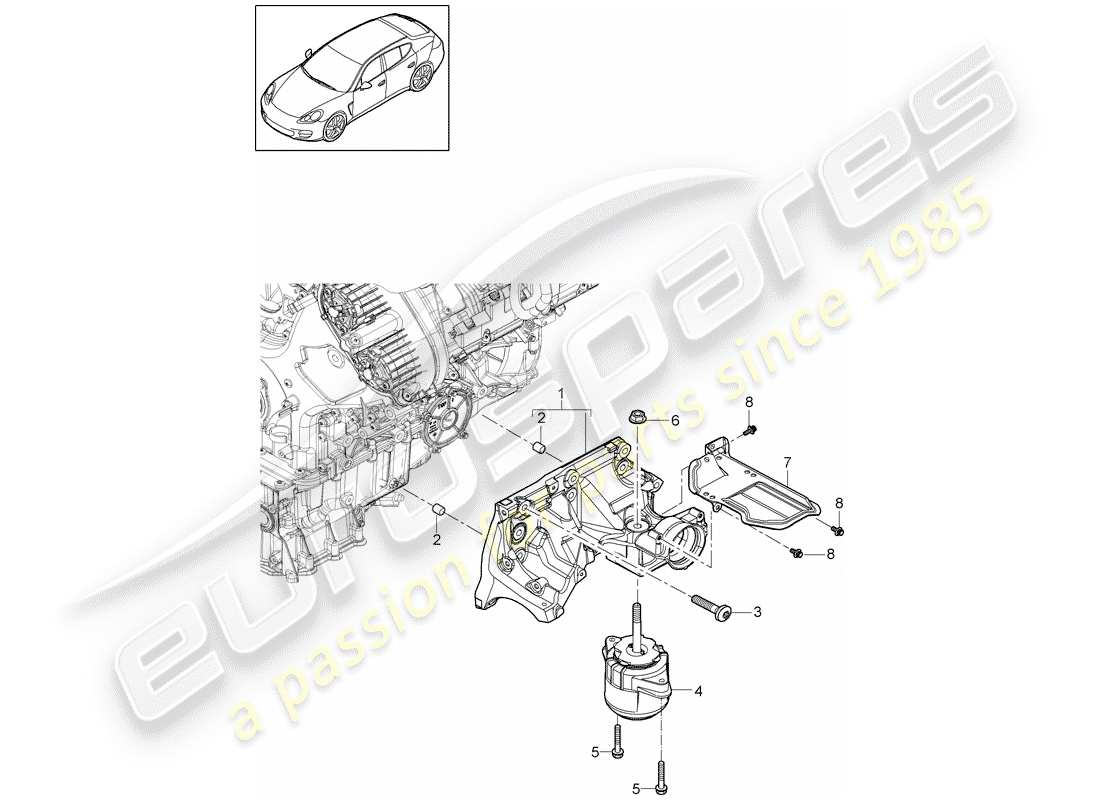 porsche 2016 (panamera 970) suspension moteur schéma des pièces