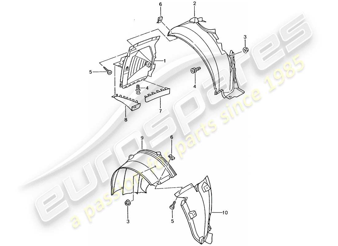 porsche 2001 (996 turbo / gt2) garniture - pour - carter de roue schéma des pièces
