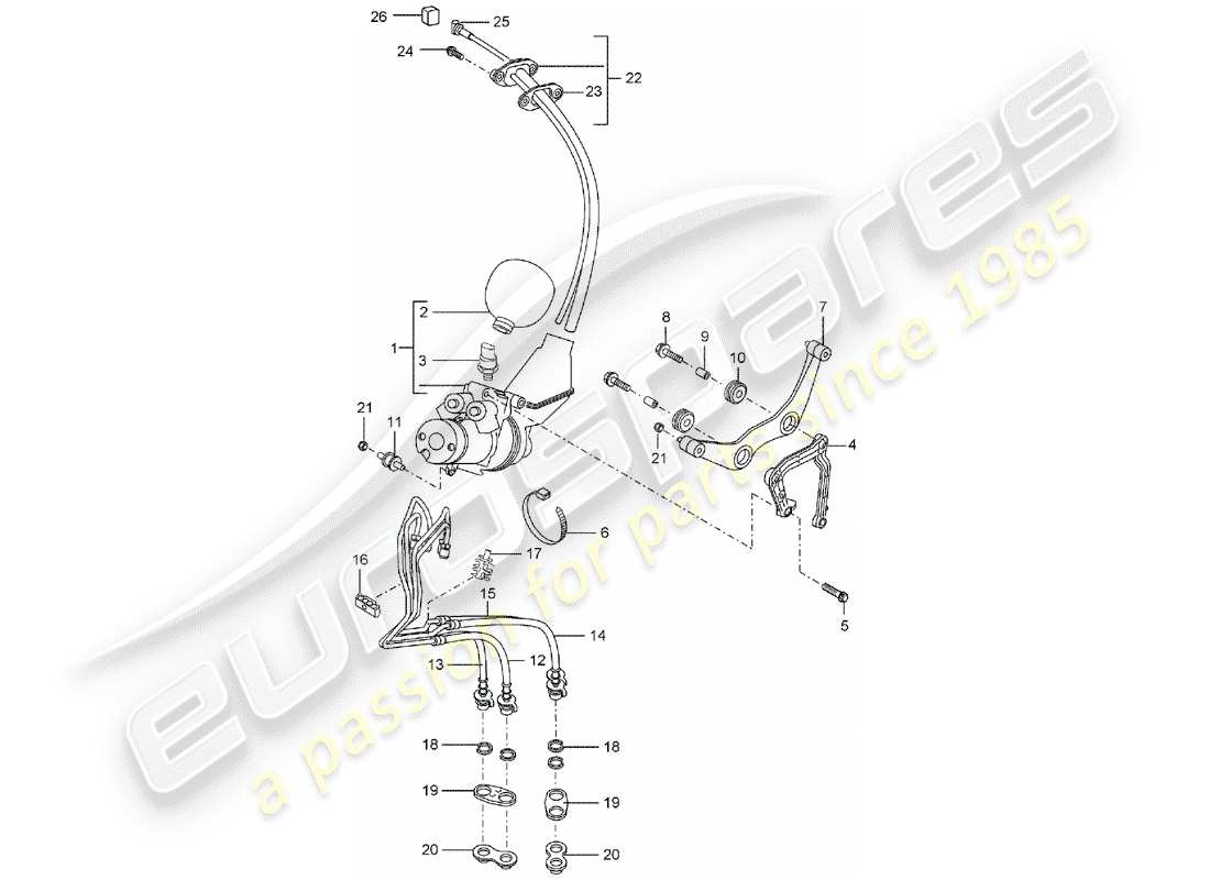 porsche 2006 (cayenne e1 9pa) unité de commande hydraulique schéma des pièces