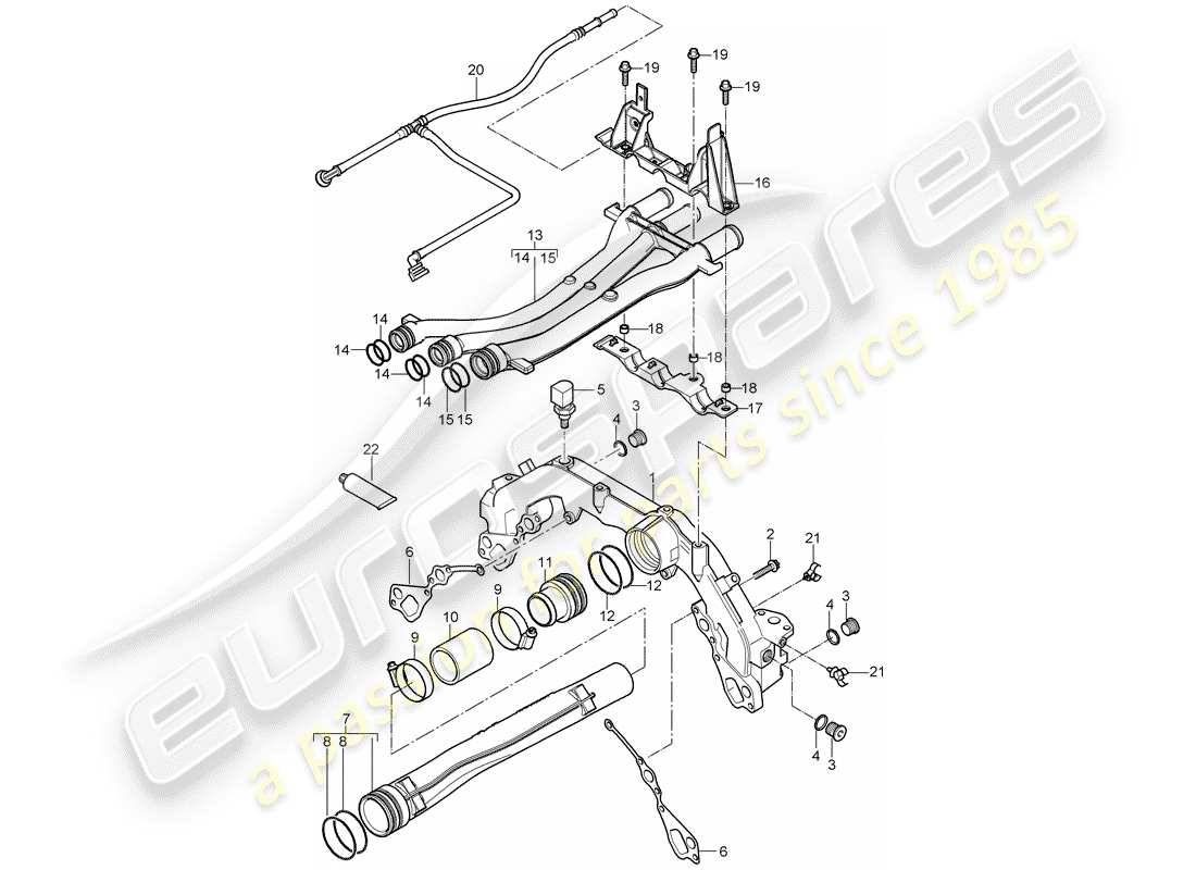 porsche 2006 (cayenne e1 9pa) refroidissement par eau schéma des pièces
