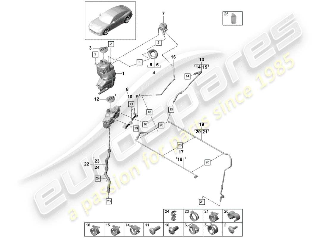 porsche 2019 (panamera 971-1) refroidissement par eau schéma des pièces