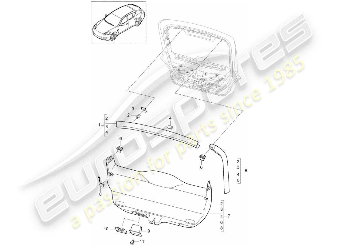 porsche 2012 (panamera 970) garnitures schéma des pièces
