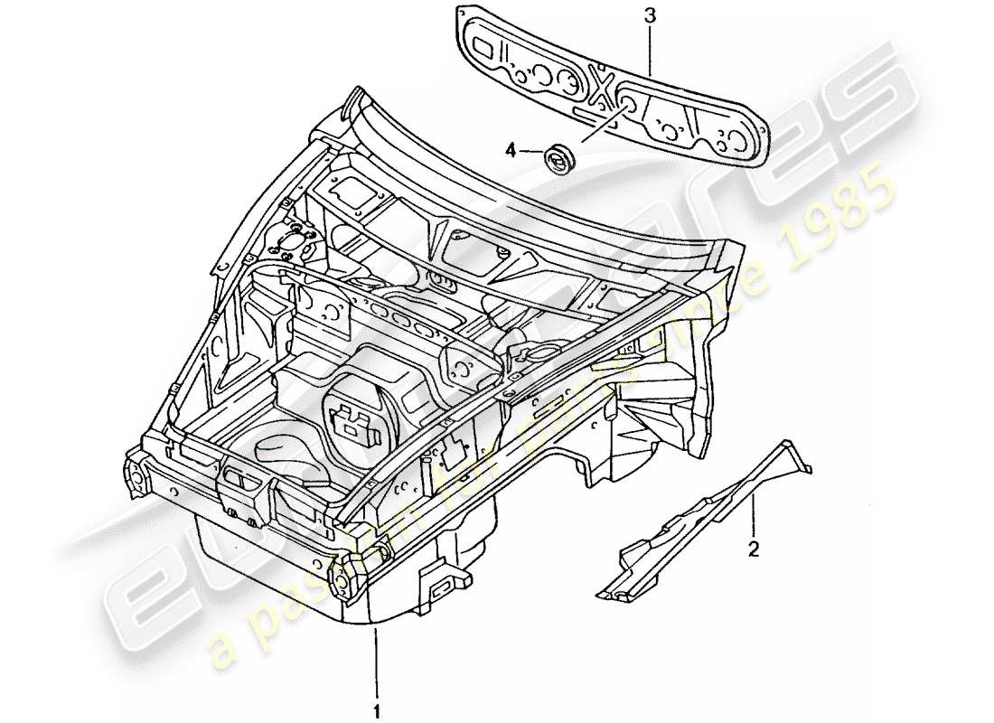 porsche 2000 (986 boxster) l'extrémité avant schéma des pièces