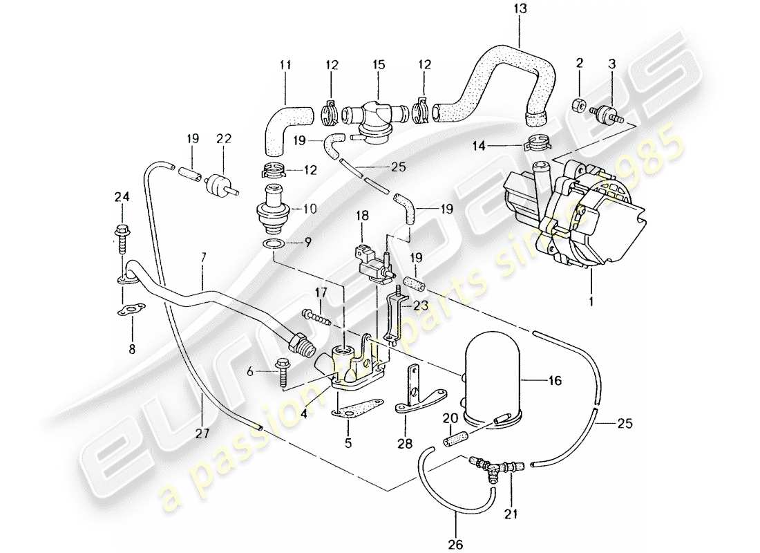 porsche 2000 (986 boxster) pompe à air secondaire - d >> - mj 1999 schéma des pièces