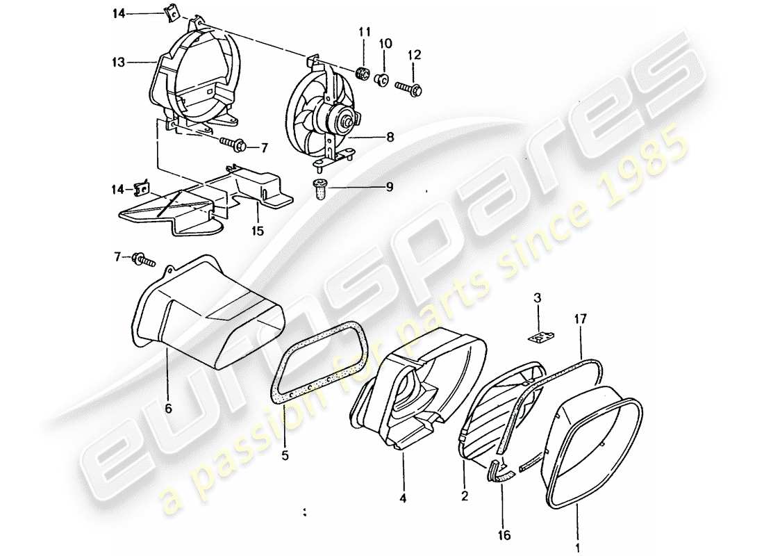 porsche 1997 (986 boxster) refroidissement du compartiment moteur schéma des pièces