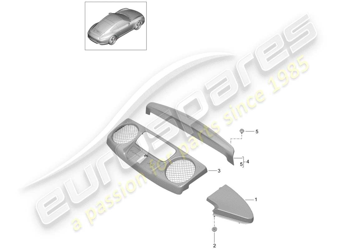 porsche 2012 (991-1) garniture schéma des pièces