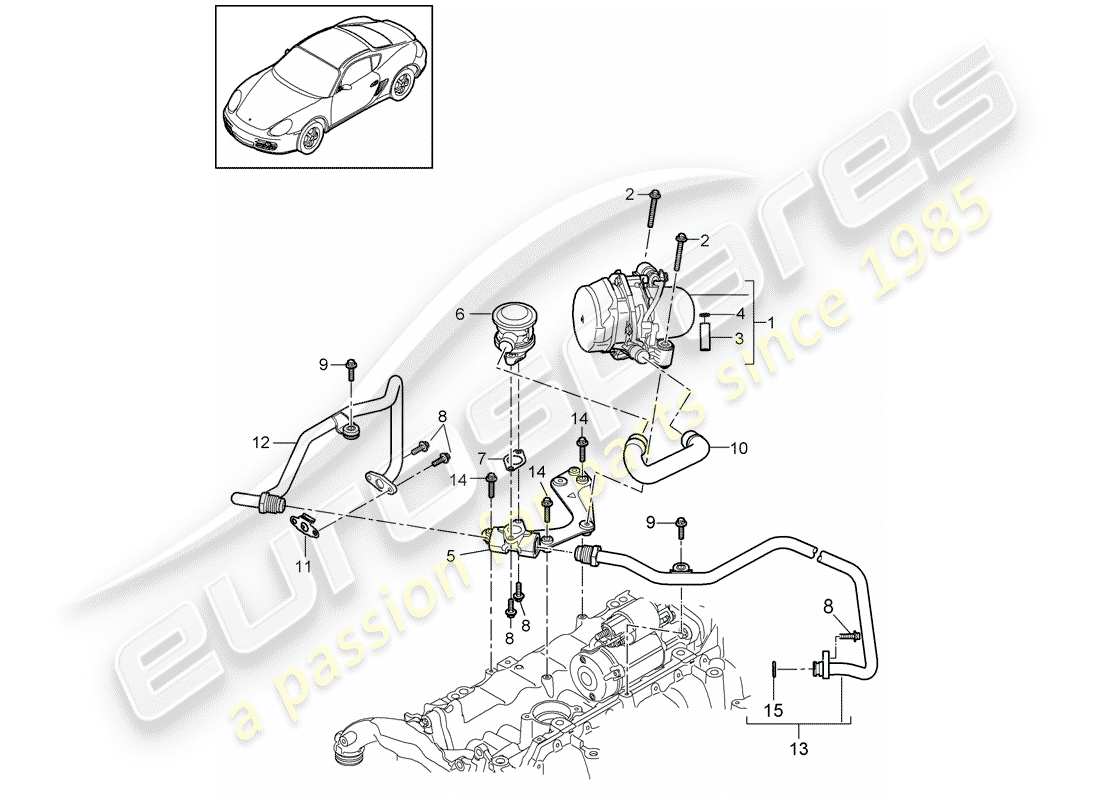 porsche 2010 (987 cayman) injection d'air schéma des pièces