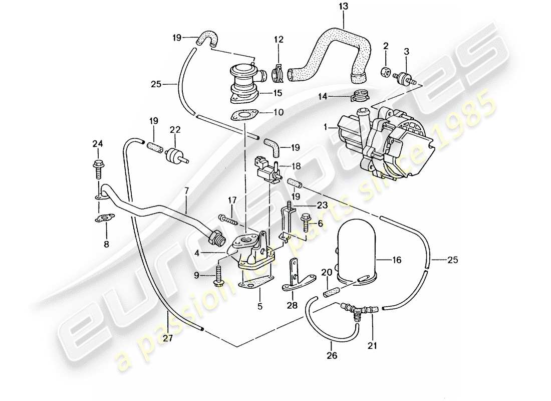 porsche 2000 (986 boxster) pompe à air secondaire - - d - mj 2000>> - mj 2002 schéma des pièces