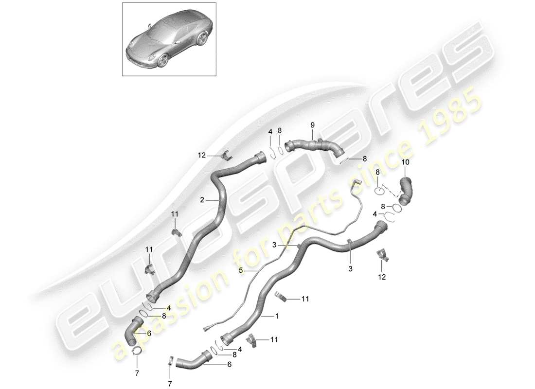 porsche 2013 (991-1) refroidissement par eau 1 schéma des pièces