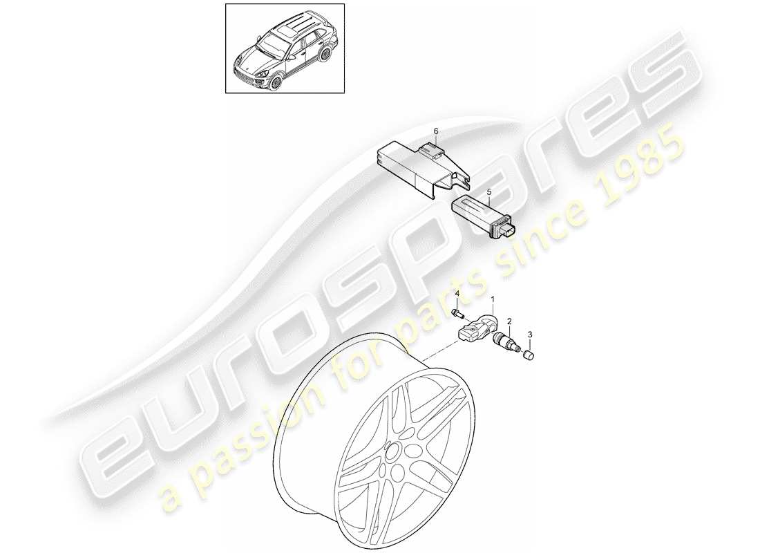 porsche 2016 (cayenne e2 92a) système de contrôle de la pression des pneus schéma des pièces