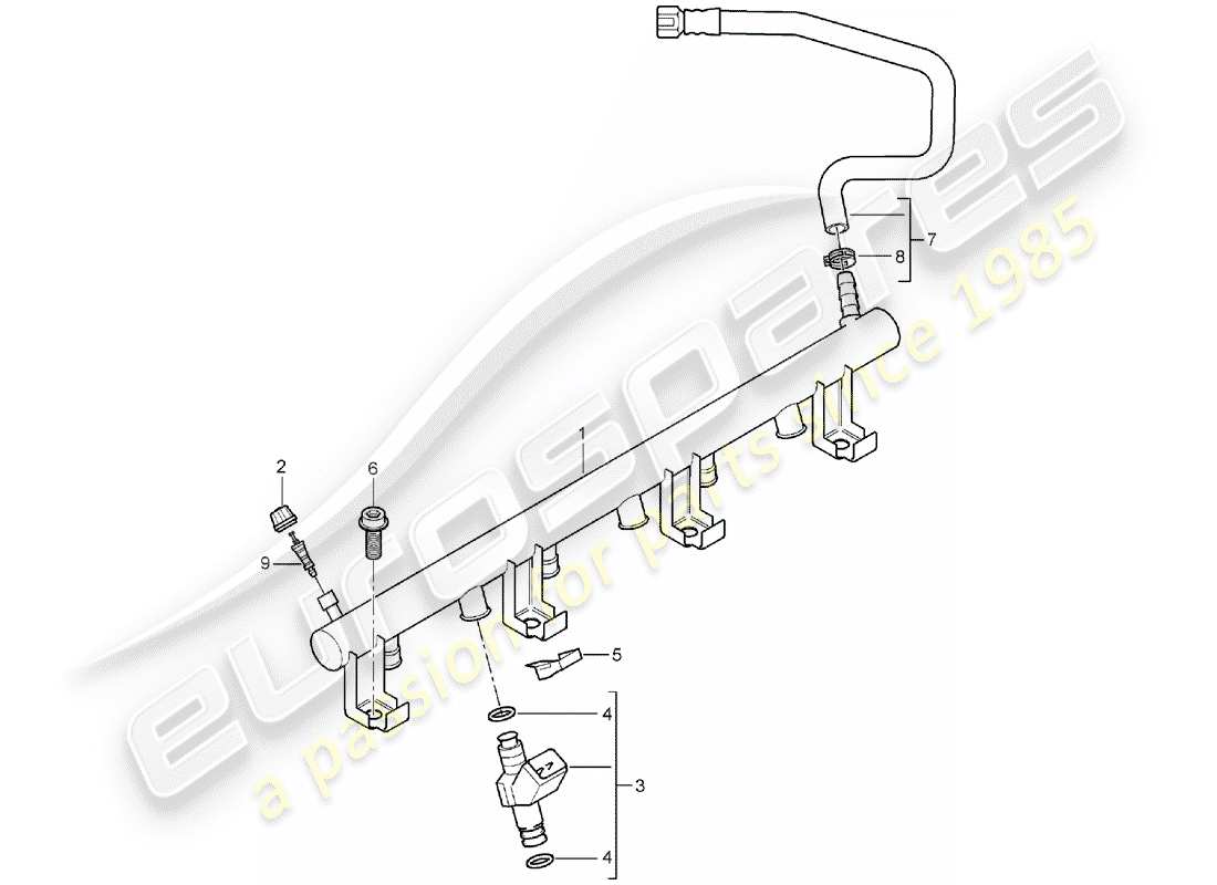 porsche 2006 (cayenne e1 9pa) tuyau de collecte de carburant schéma des pièces