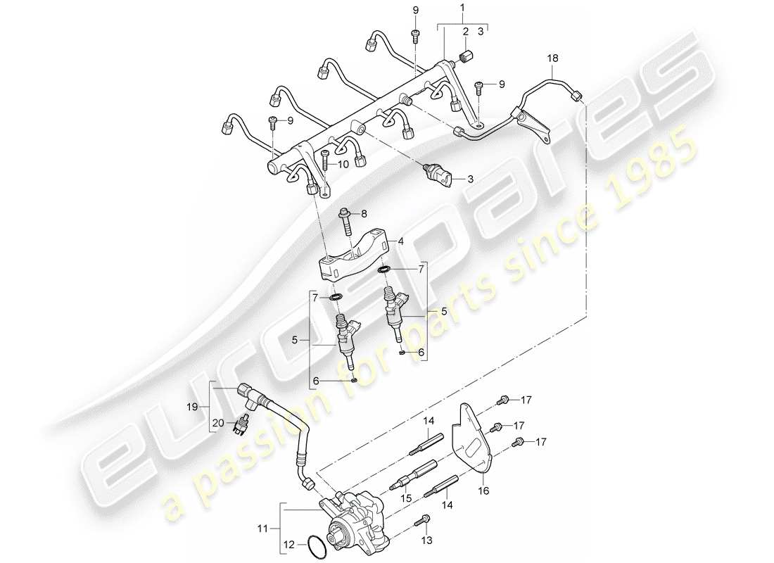 porsche 2007 (cayenne e1 9pa) tuyau de récupération de carburant schéma des pièces