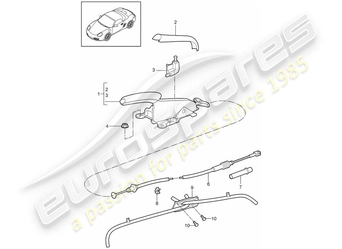 porsche 2009 (987 boxster) schéma des pièces du frein à main