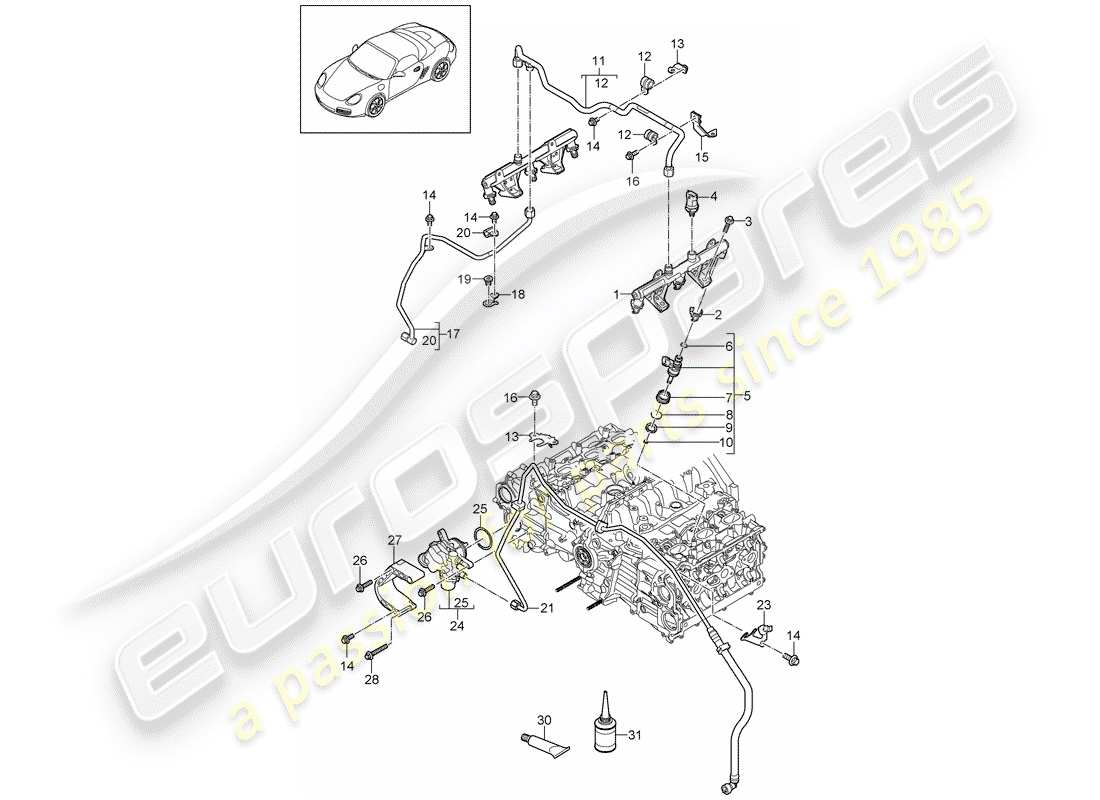 porsche 2009 (987 boxster) tuyau de collecte de carburant schéma des pièces