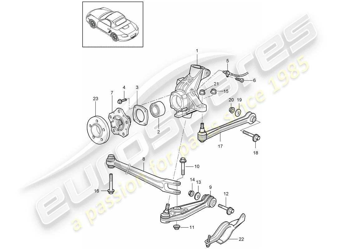 porsche 2011 (987 boxster) essieu arrière schéma des pièces