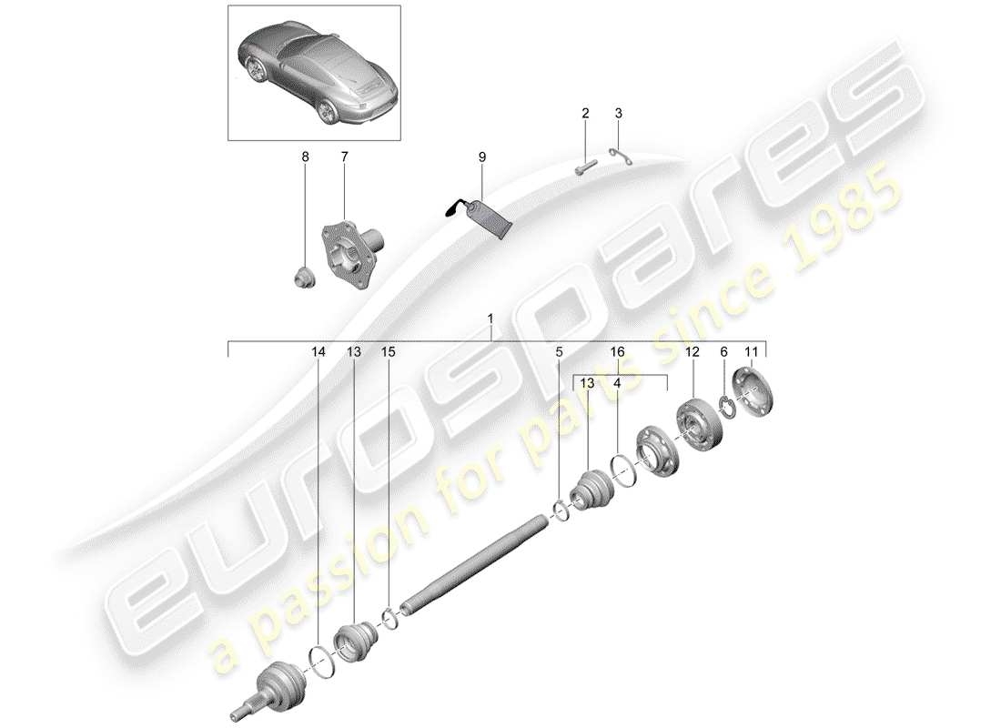 porsche 2014 (991-1) arbre de transmission schéma des pièces