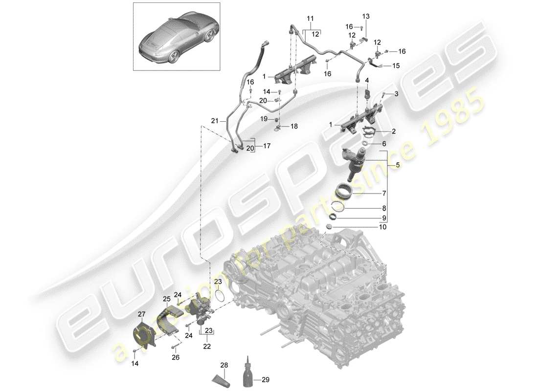 porsche 2014 (991-1) tuyau de récupération de carburant schéma des pièces