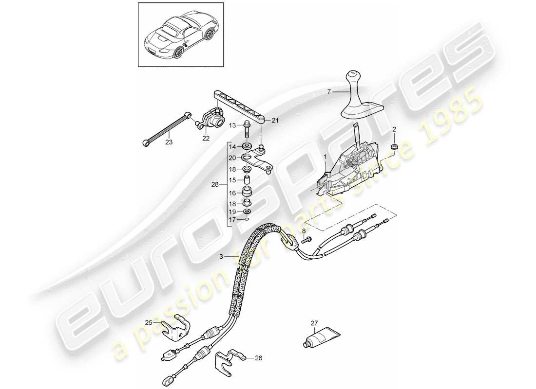 porsche 2011 (987 boxster) diagramme de pièce de commande de transmission