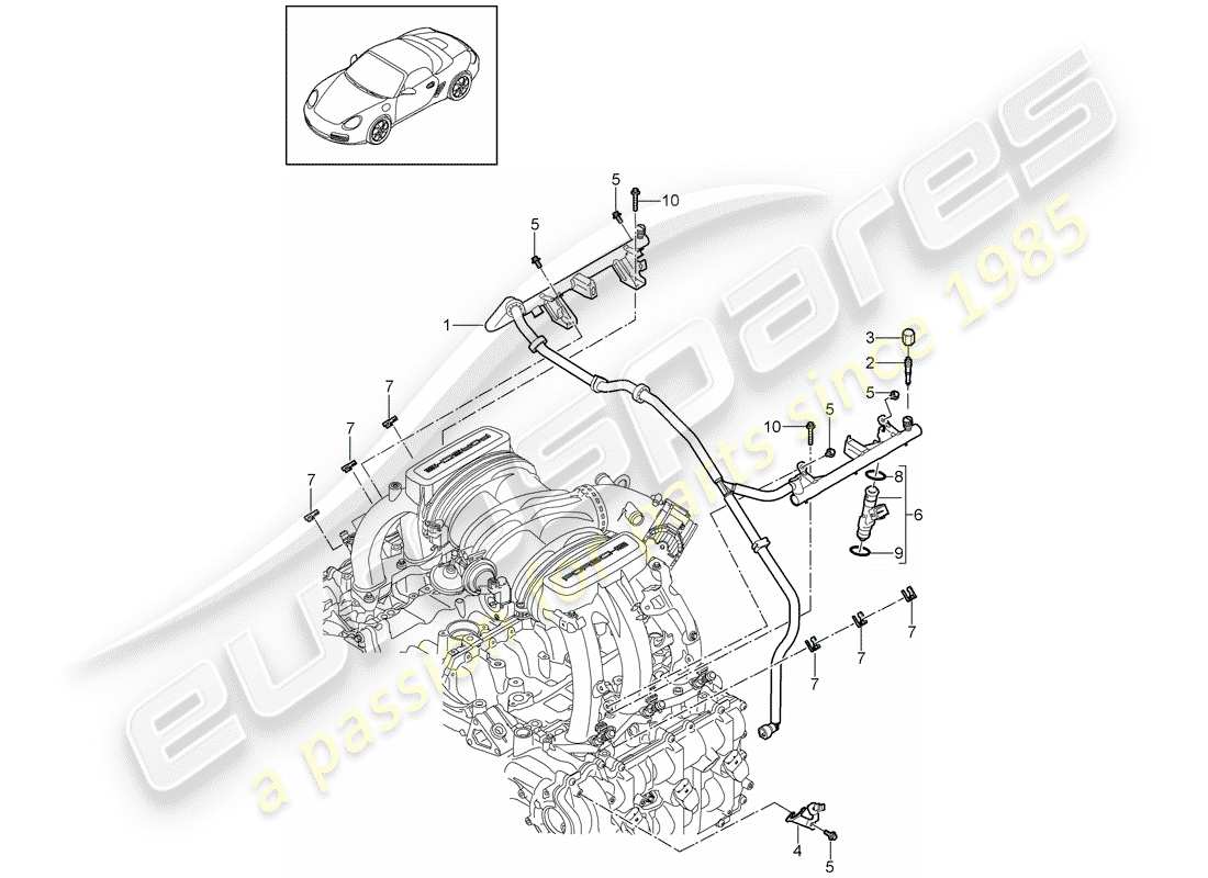 porsche 2011 (987 boxster) tuyau de collecte de carburant schéma des pièces