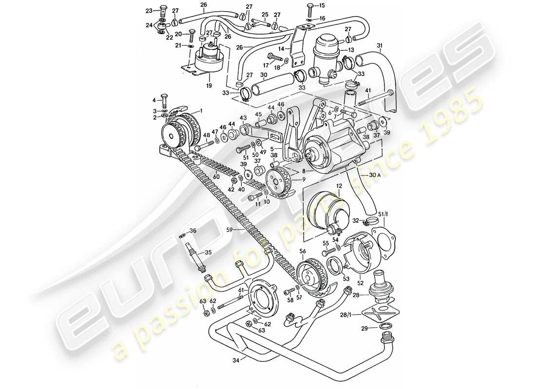 porsche 1977 (911 turbo) injection d'air schéma des pièces