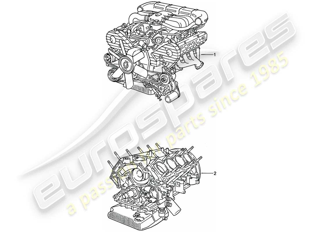 porsche 1986 (928) moteur de remplacement schéma des pièces