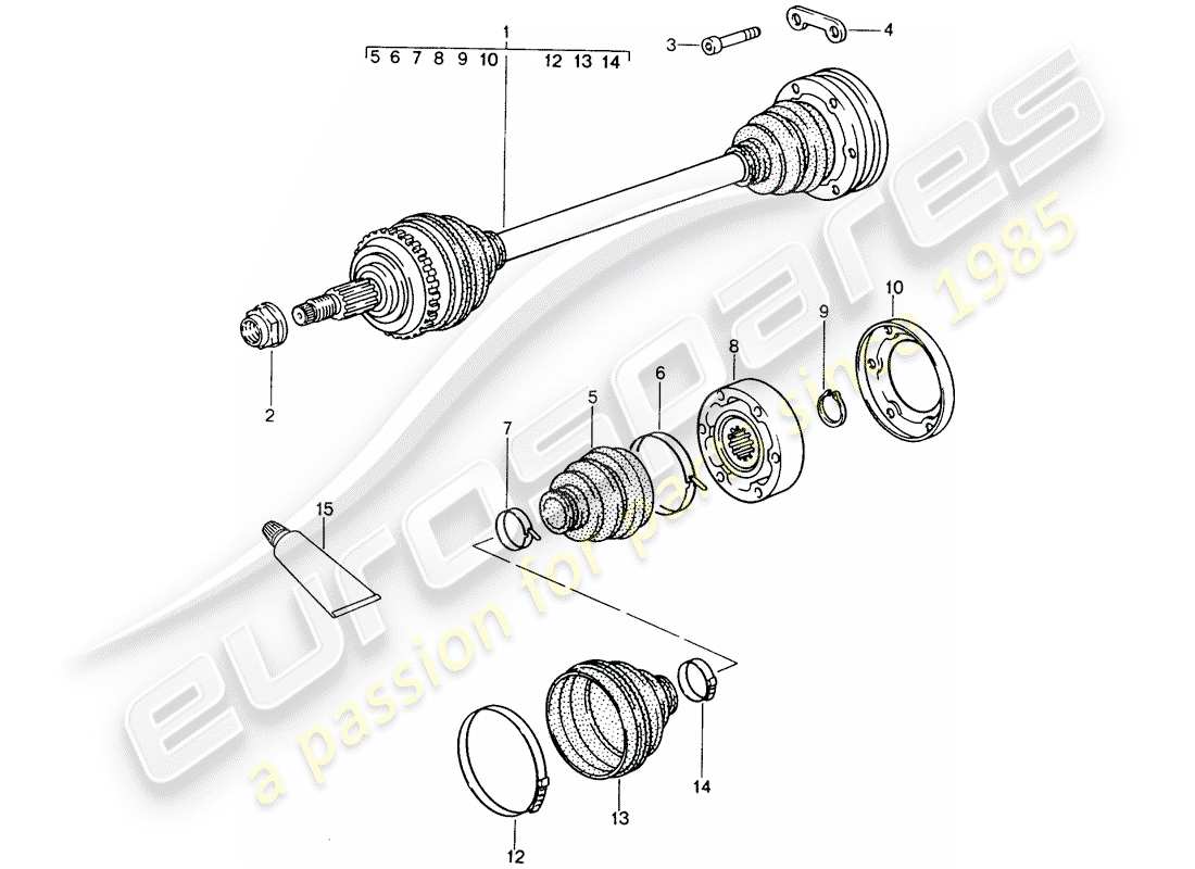 porsche 1998 (993) arbre de transmission schéma des pièces