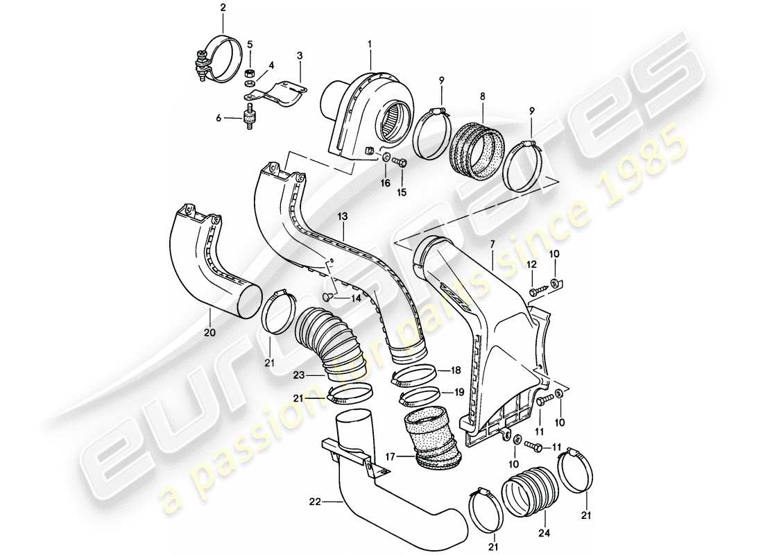 porsche 1987 (911) ventilateur supplémentaire schéma des pièces