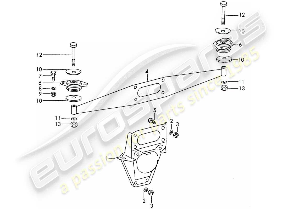 porsche 1968 (911/912) suspension du moteur schéma des pièces