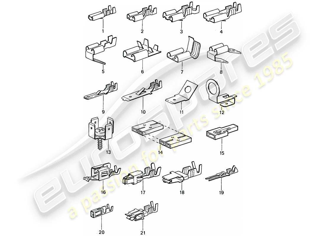 porsche 1983 (911) borne à lame mâle - connecteur push-on schéma des pièces