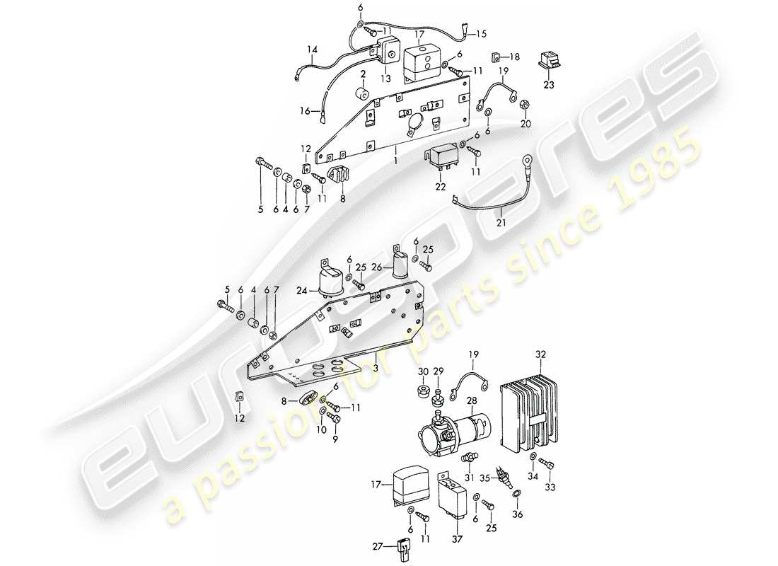 porsche 1965 (911/912) plaque diagramme de pièce