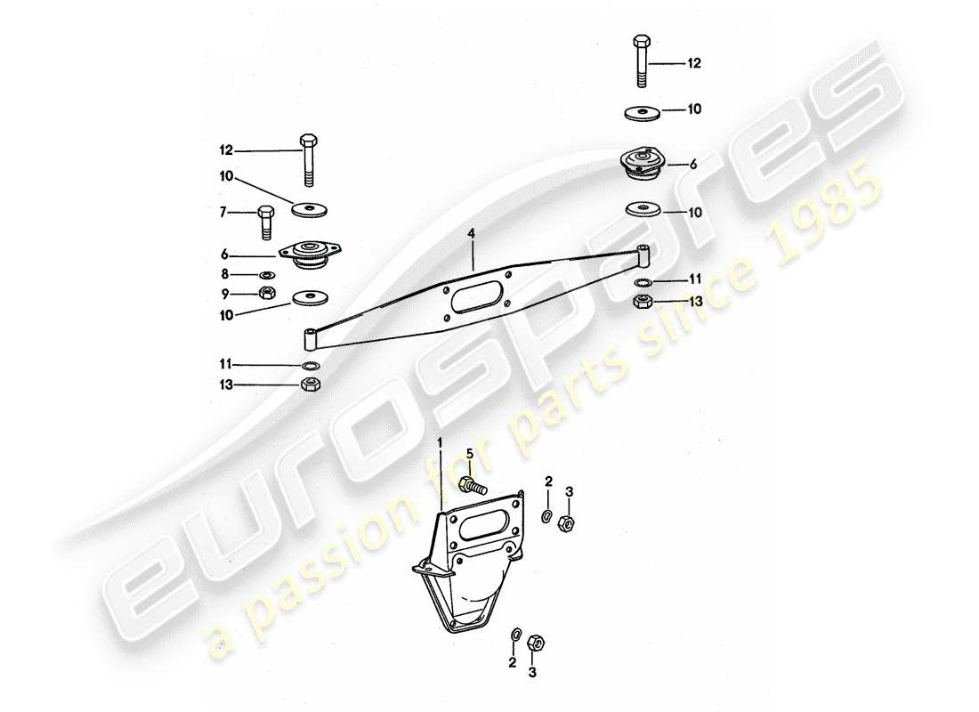 porsche 1977 (911 turbo) suspension du moteur schéma des pièces