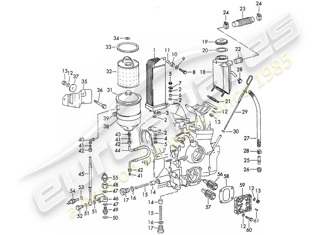 porsche 1969 (911/912) lubrification du moteur schéma des pièces