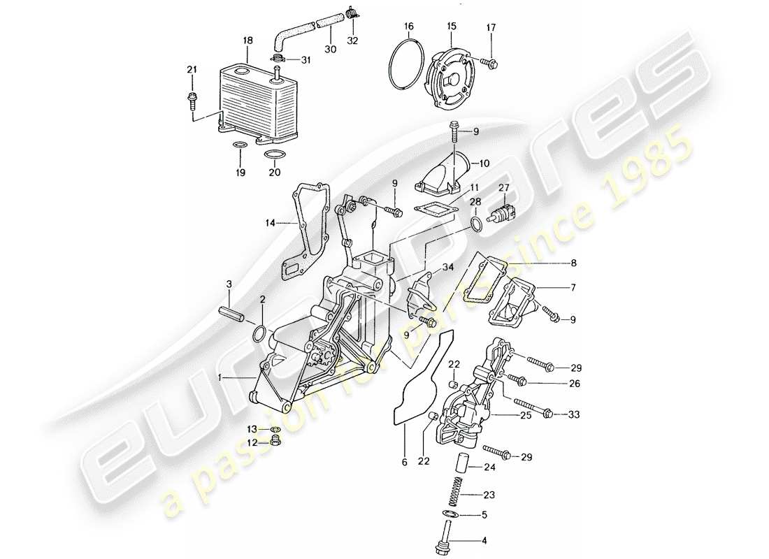 porsche 2004 (996) la pompe à huile schéma des pièces