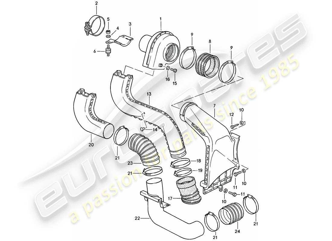 porsche 1986 (911) ventilateur supplémentaire schéma des pièces